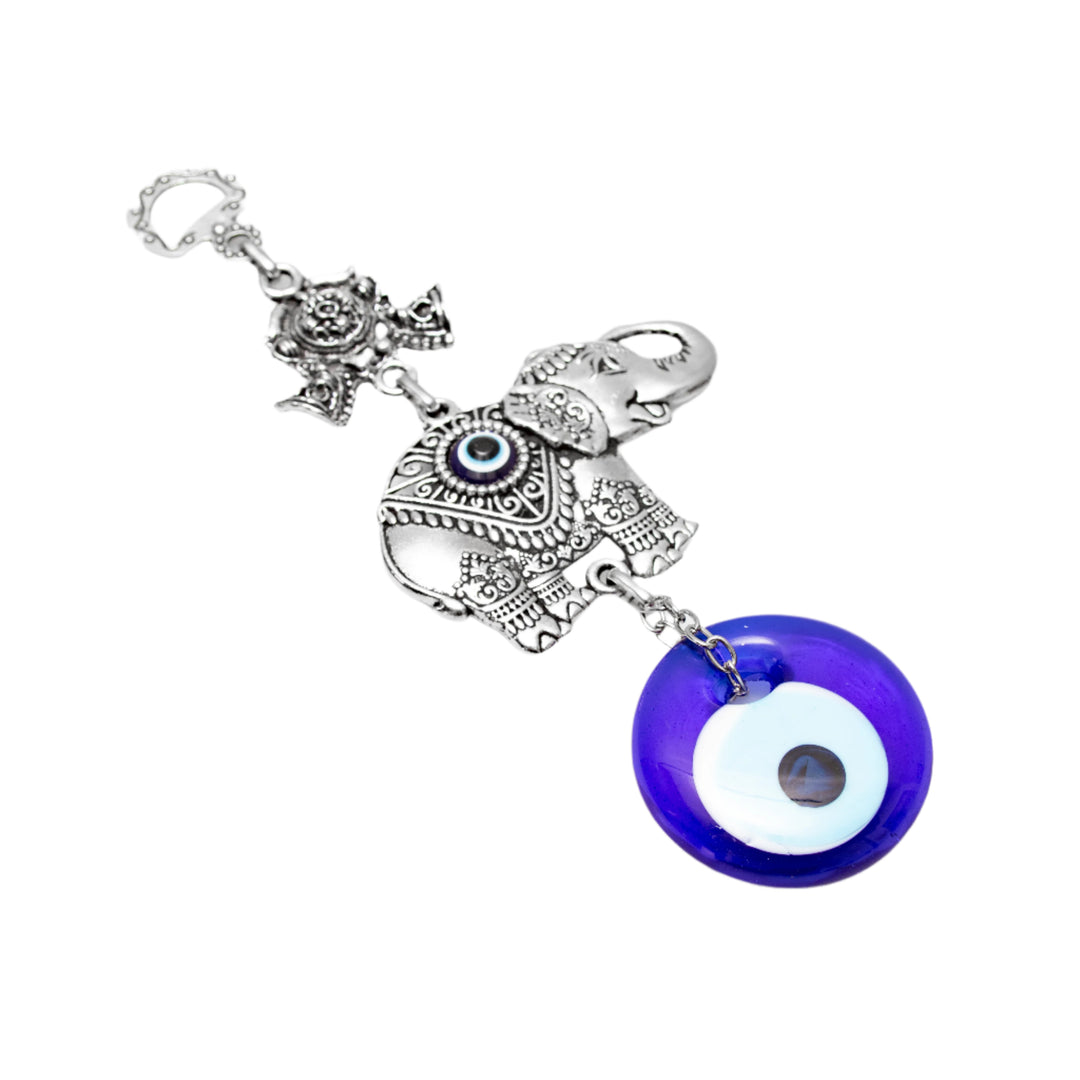 Authentic Nazar/Evil Eye Wall Decor with Elephant Figure, 7" Inch