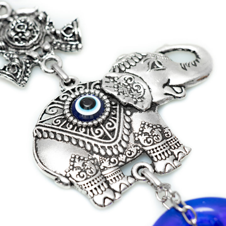 Authentic Nazar/Evil Eye Wall Decor with Elephant Figure, 7" Inch