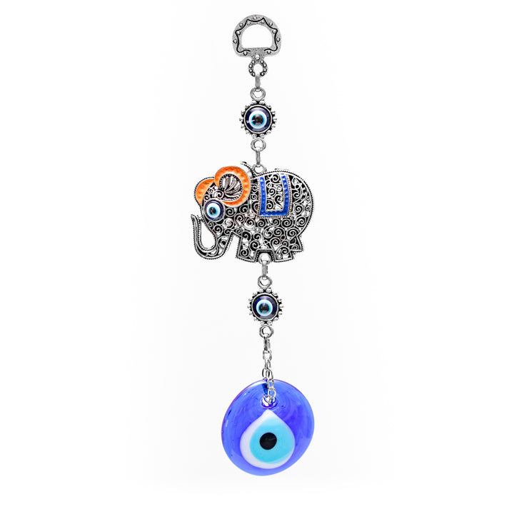 Authentic Nazar/Evil Eye Wall Decor with Elephant Figure, 8" Inch