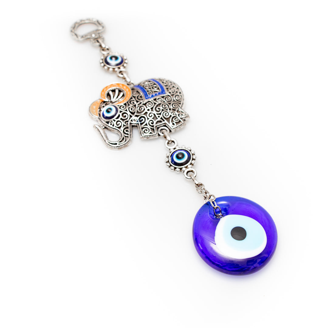 Authentic Nazar/Evil Eye Wall Decor with Elephant Figure, 8" Inch
