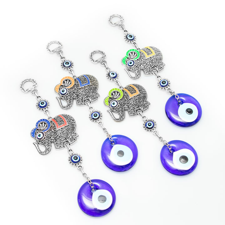 Authentic Nazar/Evil Eye Wall Decor with Elephant Figure, 8" Inch