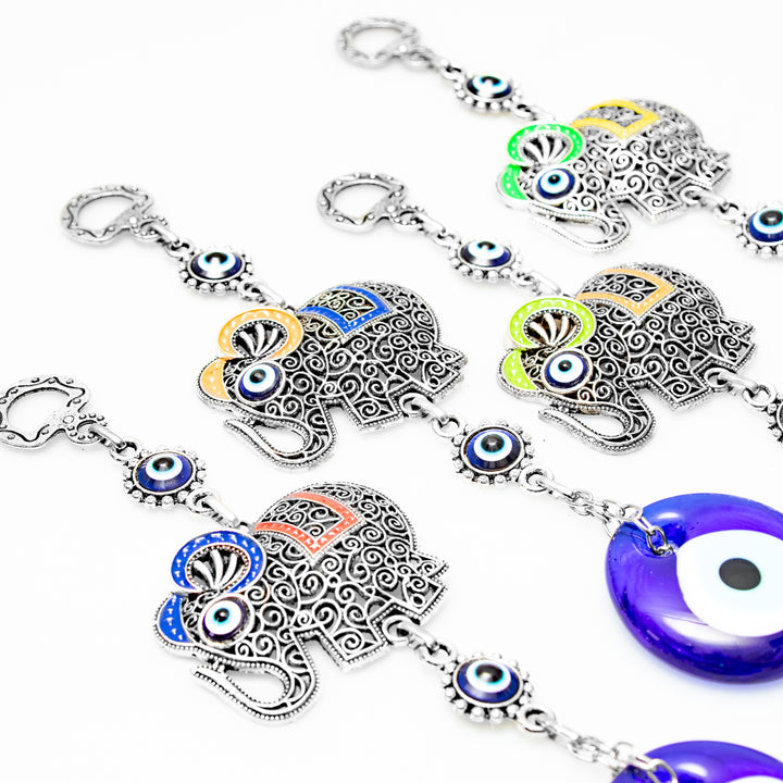 Authentic Nazar/Evil Eye Wall Decor with Elephant Figure, 8" Inch