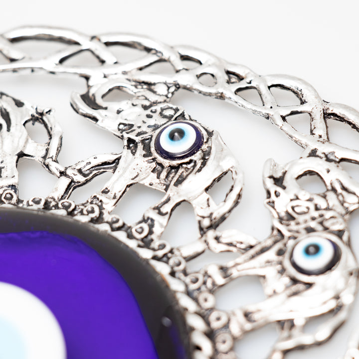 Authentic Nazar/Evil Eye Wall Decor with Elephant Figure, 8" Inch