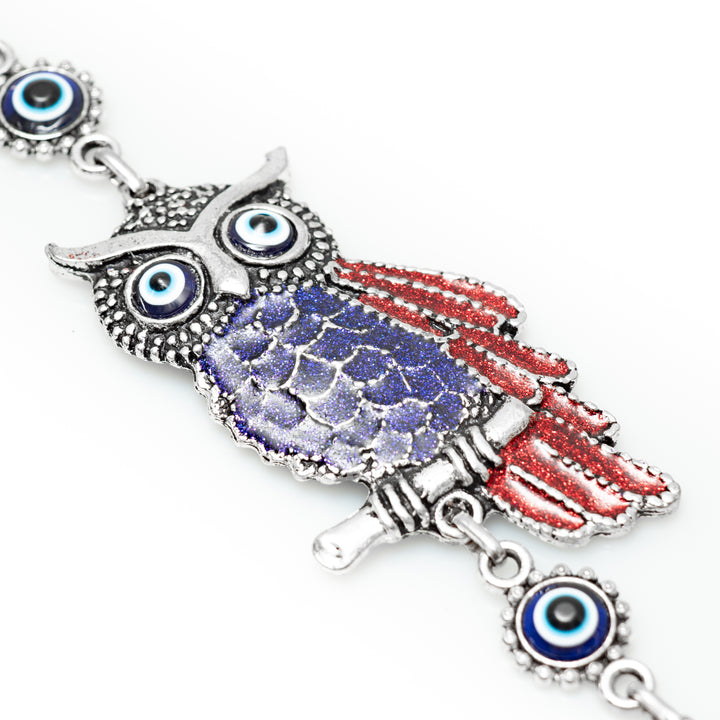 Authentic Nazar/Evil Eye Wall Decor with Owl Figure, 9" Inch