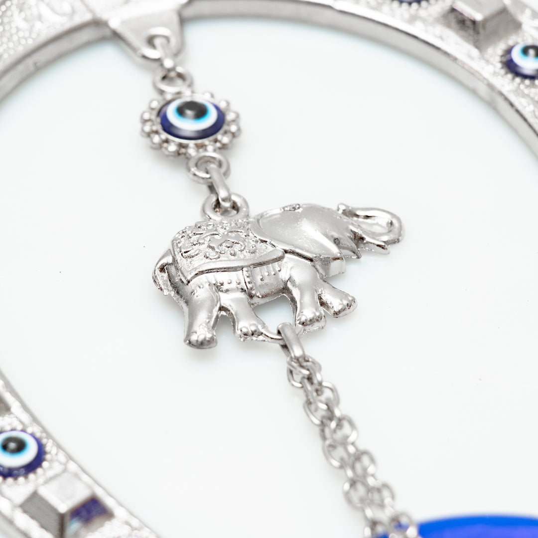Horseshoe Authentic Nazar/Evil Eye Wall Decor with Elephant Figure, 13" Inch