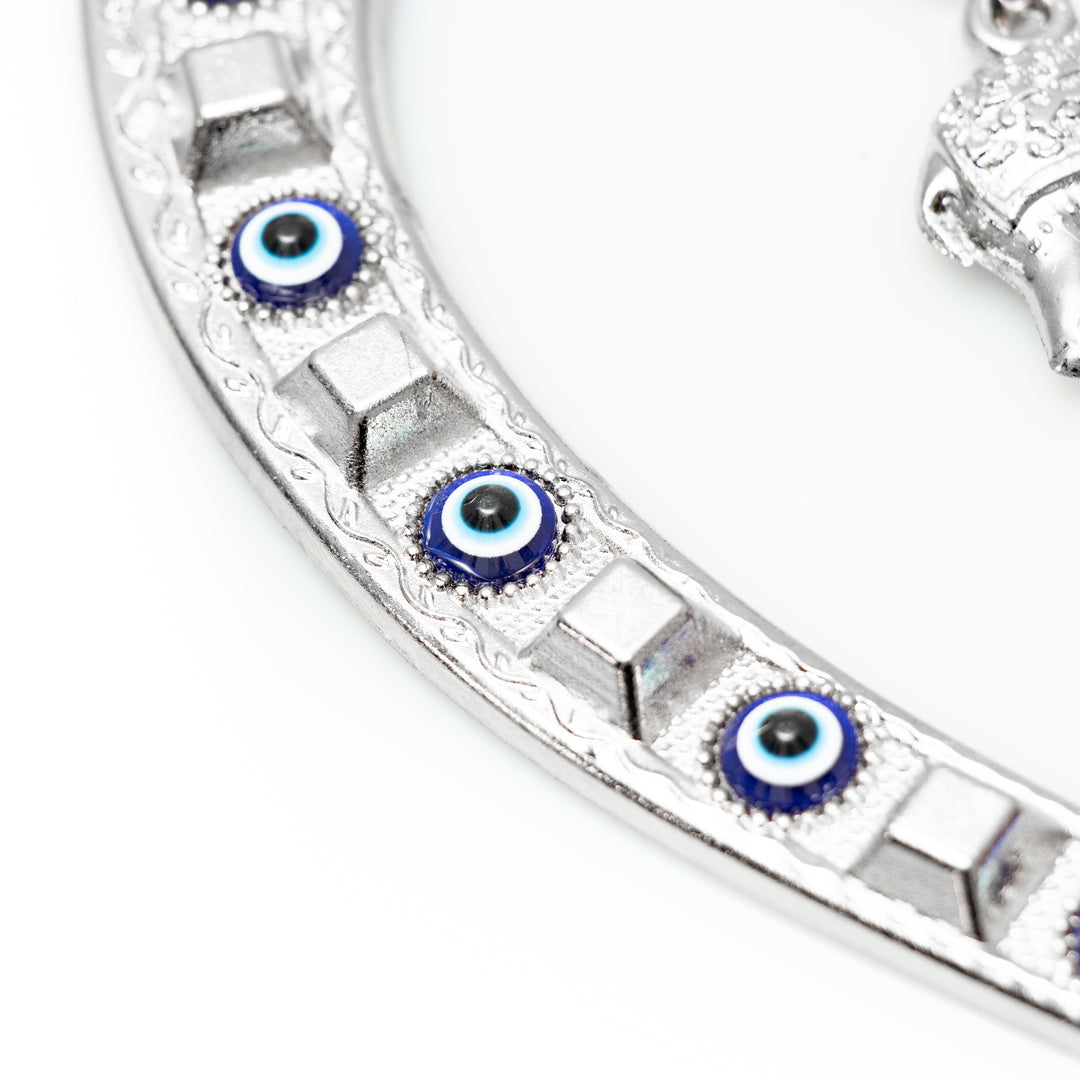 Horseshoe Authentic Nazar/Evil Eye Wall Decor with Elephant Figure, 13" Inch