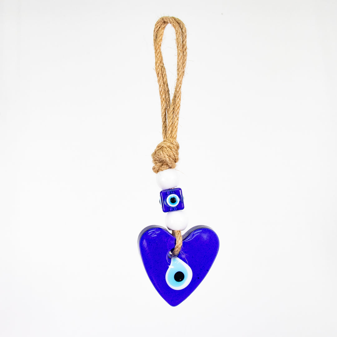 Nazar/Evil Eye Heart Shaped Hanging Decor, 8" Inch