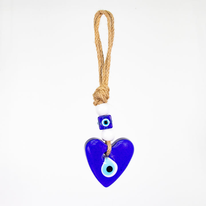 Nazar/Evil Eye Heart Shaped Hanging Decor, 8" Inch