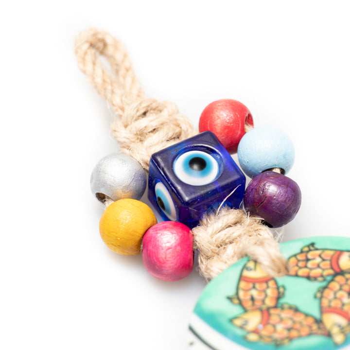 Nazar/Evil Eye with Hamsa Hand Protection Hanging Decoration, 13" Inch