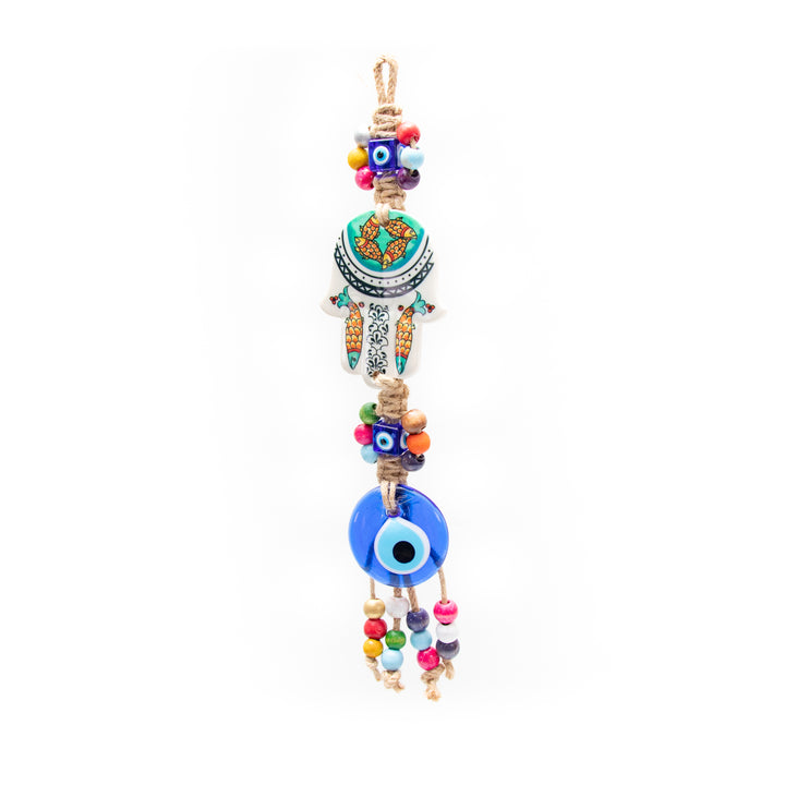 Nazar/Evil Eye with Hamsa Hand Protection Hanging Decoration, 13" Inch