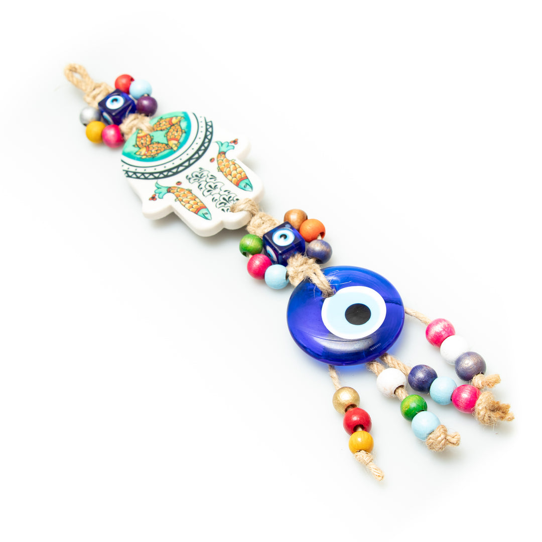 Nazar/Evil Eye with Hamsa Hand Protection Hanging Decoration, 13" Inch