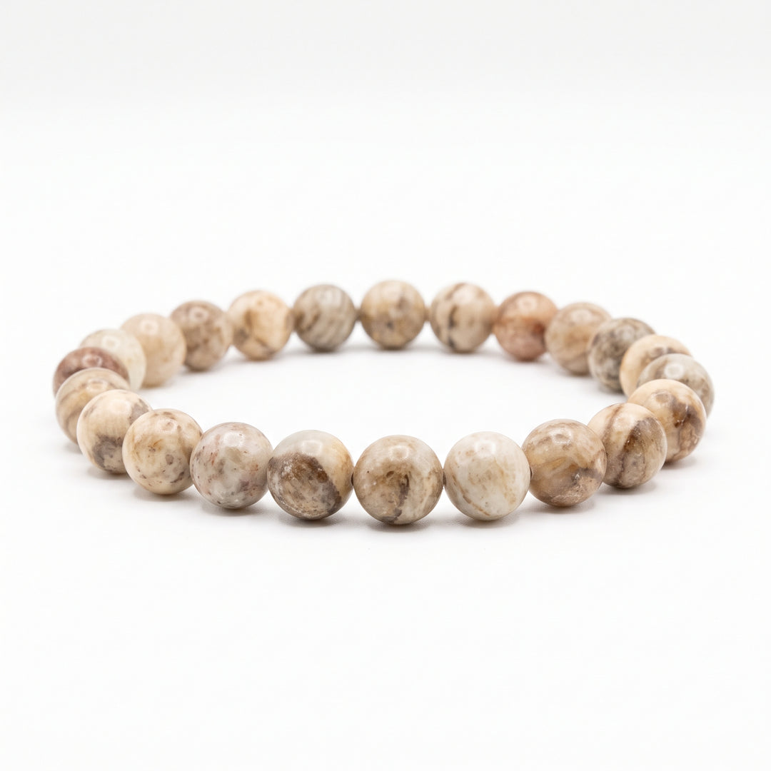 Feldspar Jasper Metal-Free Stretch Bracelet – 8mm Natural Earth Stone Jewelry