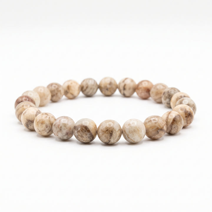 Feldspar Jasper Metal-Free Stretch Bracelet – 8mm Natural Earth Stone Jewelry