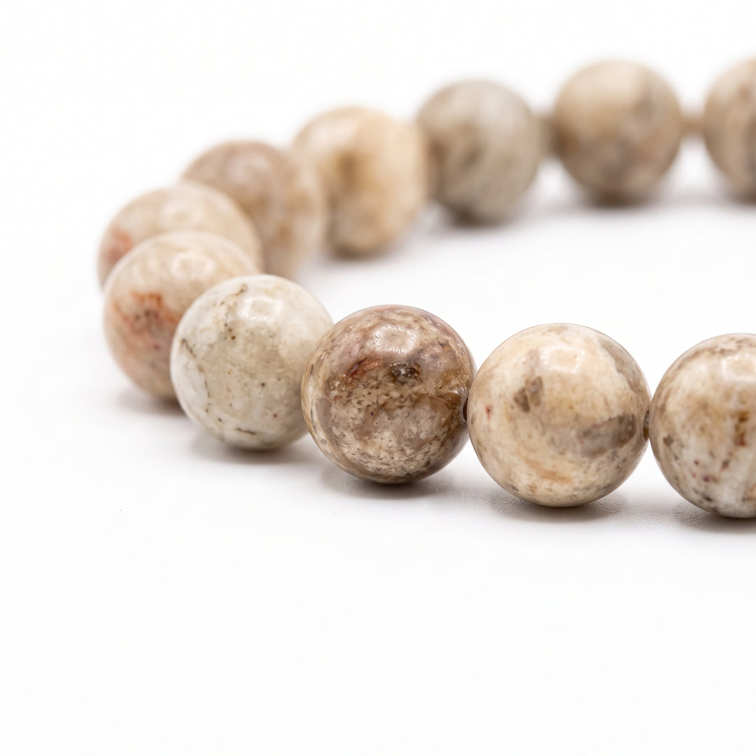 Feldspar Jasper Metal-Free Stretch Bracelet – 8mm Natural Earth Stone Jewelry