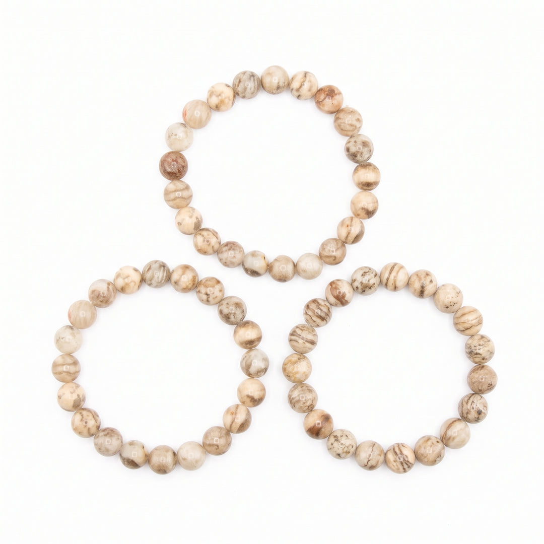 Feldspar Jasper Metal-Free Stretch Bracelet – 8mm Natural Earth Stone Jewelry