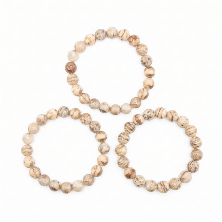 Feldspar Jasper Metal-Free Stretch Bracelet – 8mm Natural Earth Stone Jewelry