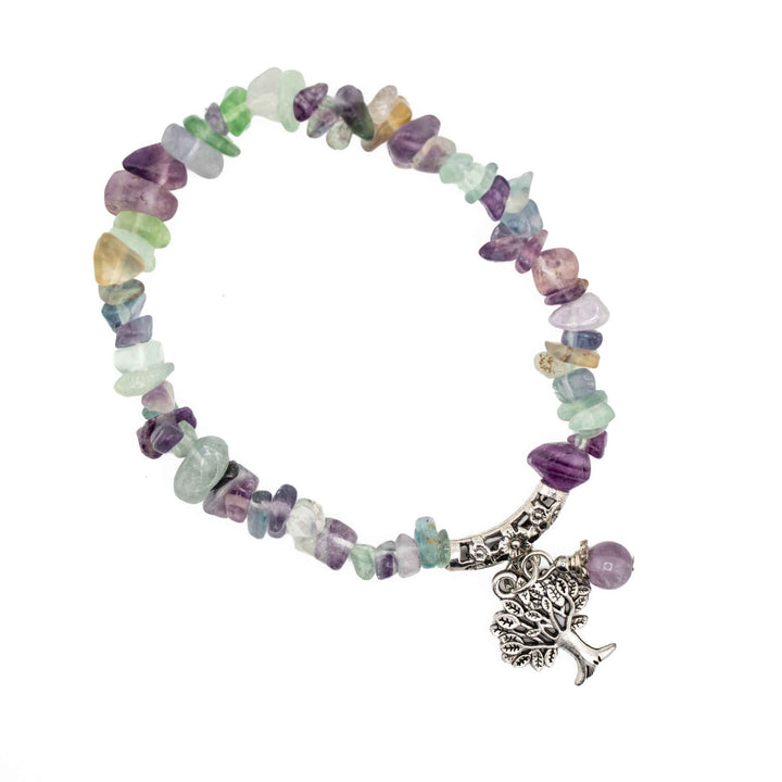 Natural Fluorite Chip Stone Bracelet – Metal-Free, 5-8mm