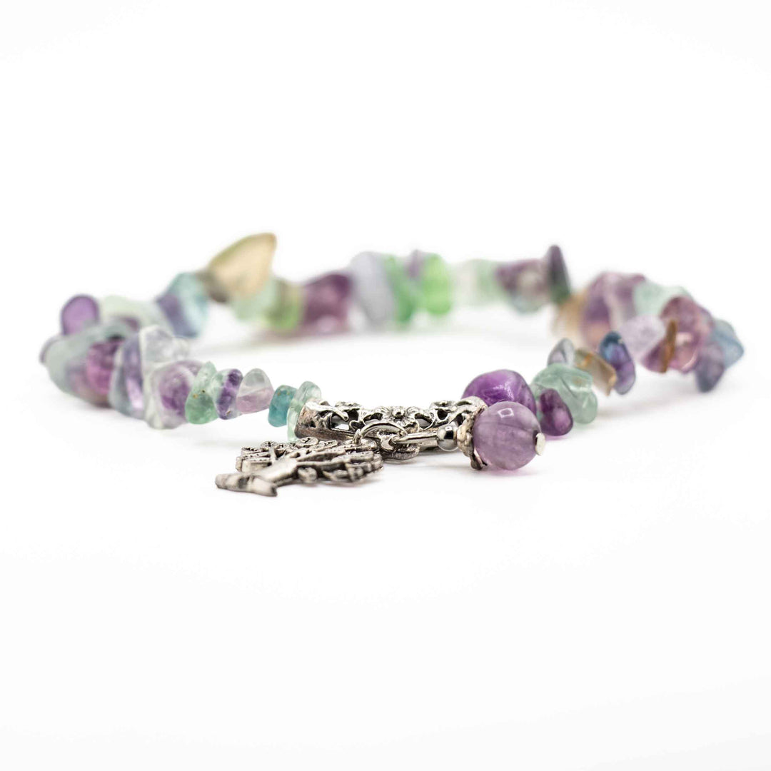 Natural Fluorite Chip Stone Bracelet – Metal-Free, 5-8mm, view 4