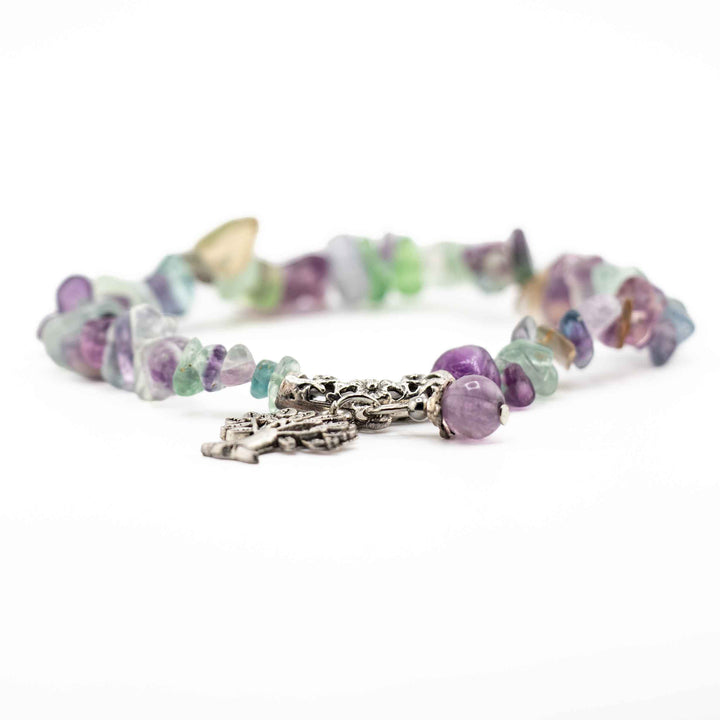 Natural Fluorite Chip Stone Bracelet – Metal-Free, 5-8mm, view 4
