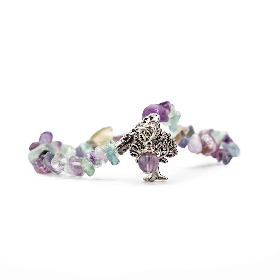 Natural Fluorite Chip Stone Bracelet – Metal-Free, 5-8mm, view 2