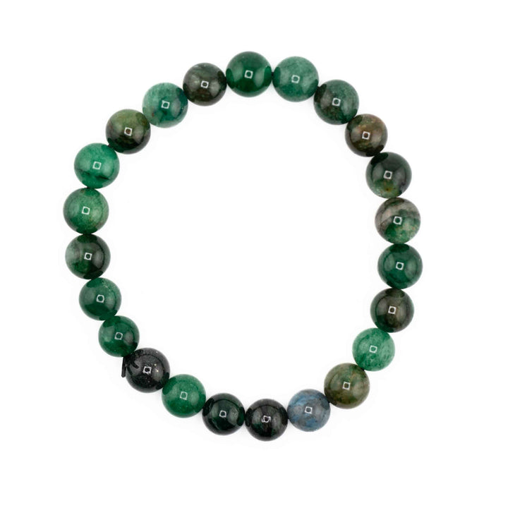 Fuchsite Metal-Free Stretch Bracelet – 8mm Sparkling Green Stone Jewelry