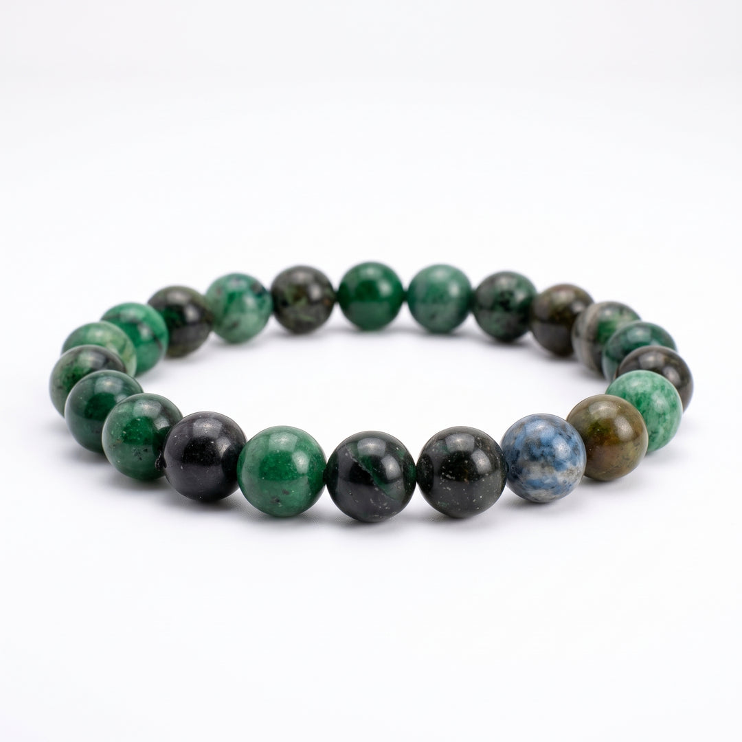Fuchsite Metal-Free Stretch Bracelet – 8mm Sparkling Green Stone Jewelry