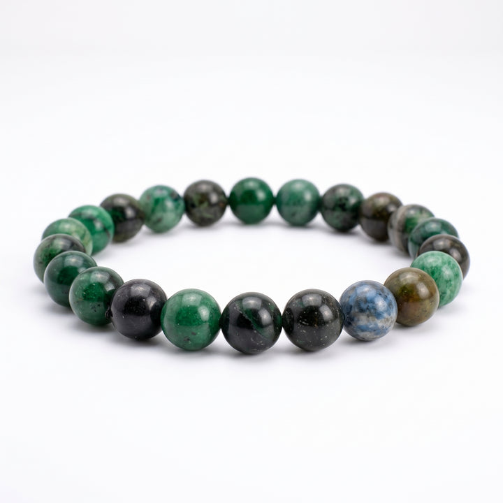 Fuchsite Metal-Free Stretch Bracelet – 8mm Sparkling Green Stone Jewelry