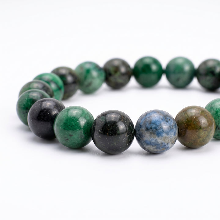 Fuchsite Metal-Free Stretch Bracelet – 8mm Sparkling Green Stone Jewelry