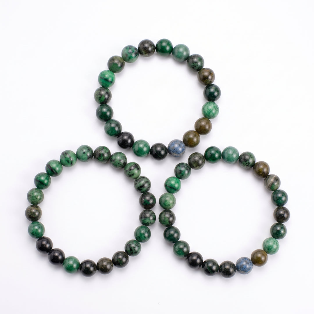 Fuchsite Metal-Free Stretch Bracelet – 8mm Sparkling Green Stone Jewelry