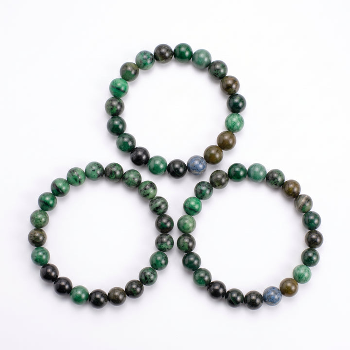 Fuchsite Metal-Free Stretch Bracelet – 8mm Sparkling Green Stone Jewelry