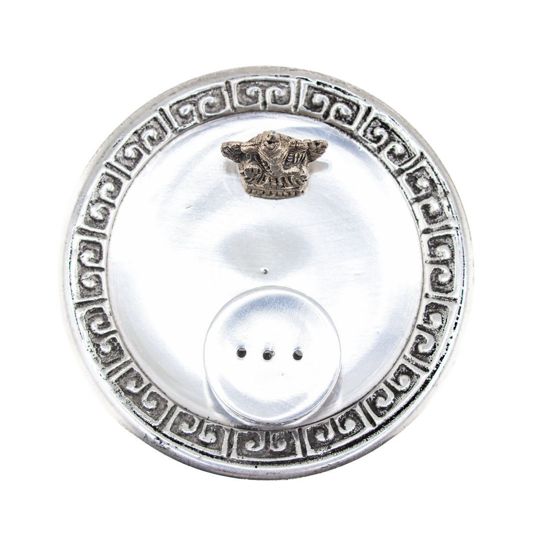 Metal Ganesha Incense Burner – Silver-Tone Plate with Removable Ash Catcher for Rituals & Meditation