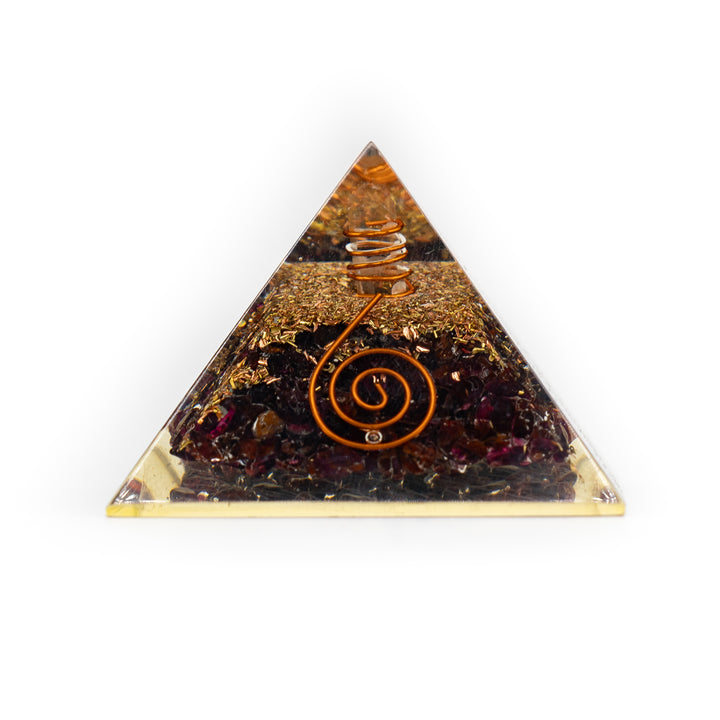 Garnet Orgonite Pyramid – Root Chakra Power & Passion Amplifier (1.5" Tall)