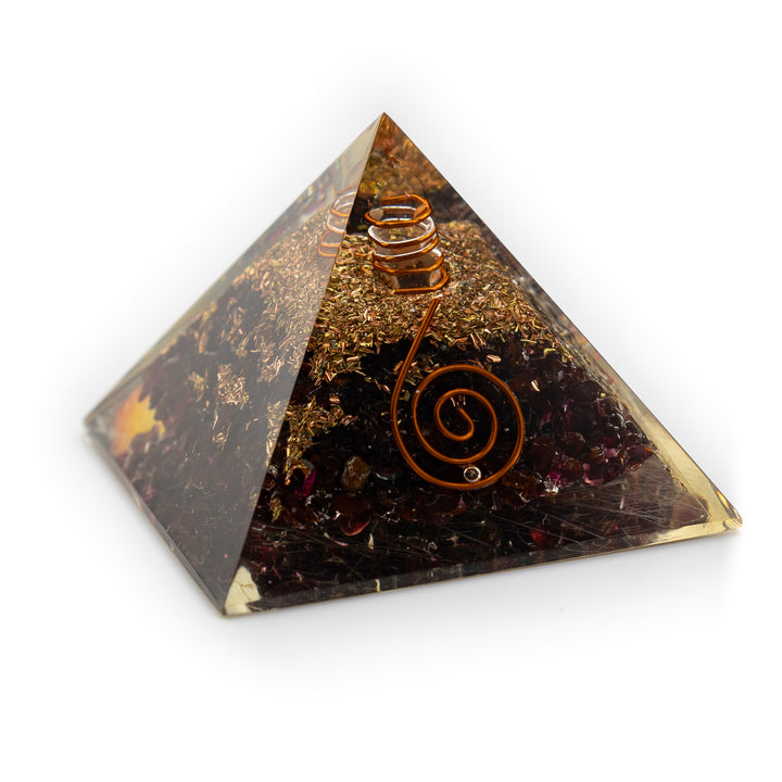 Garnet Orgonite Pyramid – Root Chakra Power & Passion Amplifier (1.5" Tall)