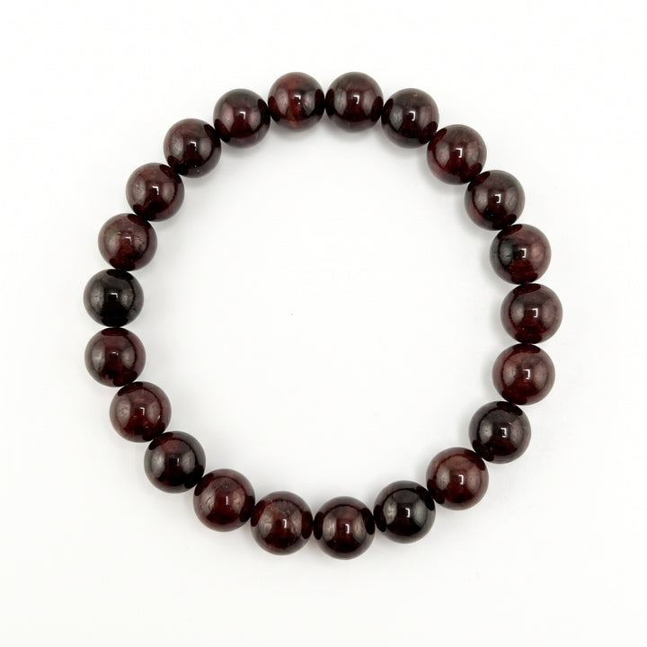 Deep Red Garnet Metal-Free Stretch Bracelet – 8mm Natural Stone Jewelry