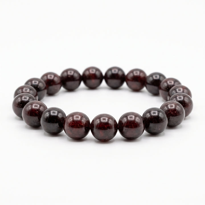 Deep Red Garnet Metal-Free Stretch Bracelet – 8mm Natural Stone Jewelry