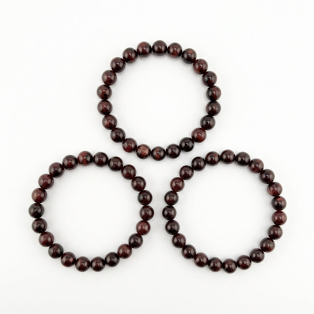 Deep Red Garnet Metal-Free Stretch Bracelet – 8mm Natural Stone Jewelry
