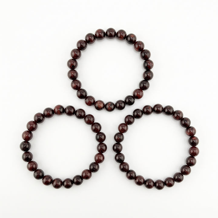 Deep Red Garnet Metal-Free Stretch Bracelet – 8mm Natural Stone Jewelry