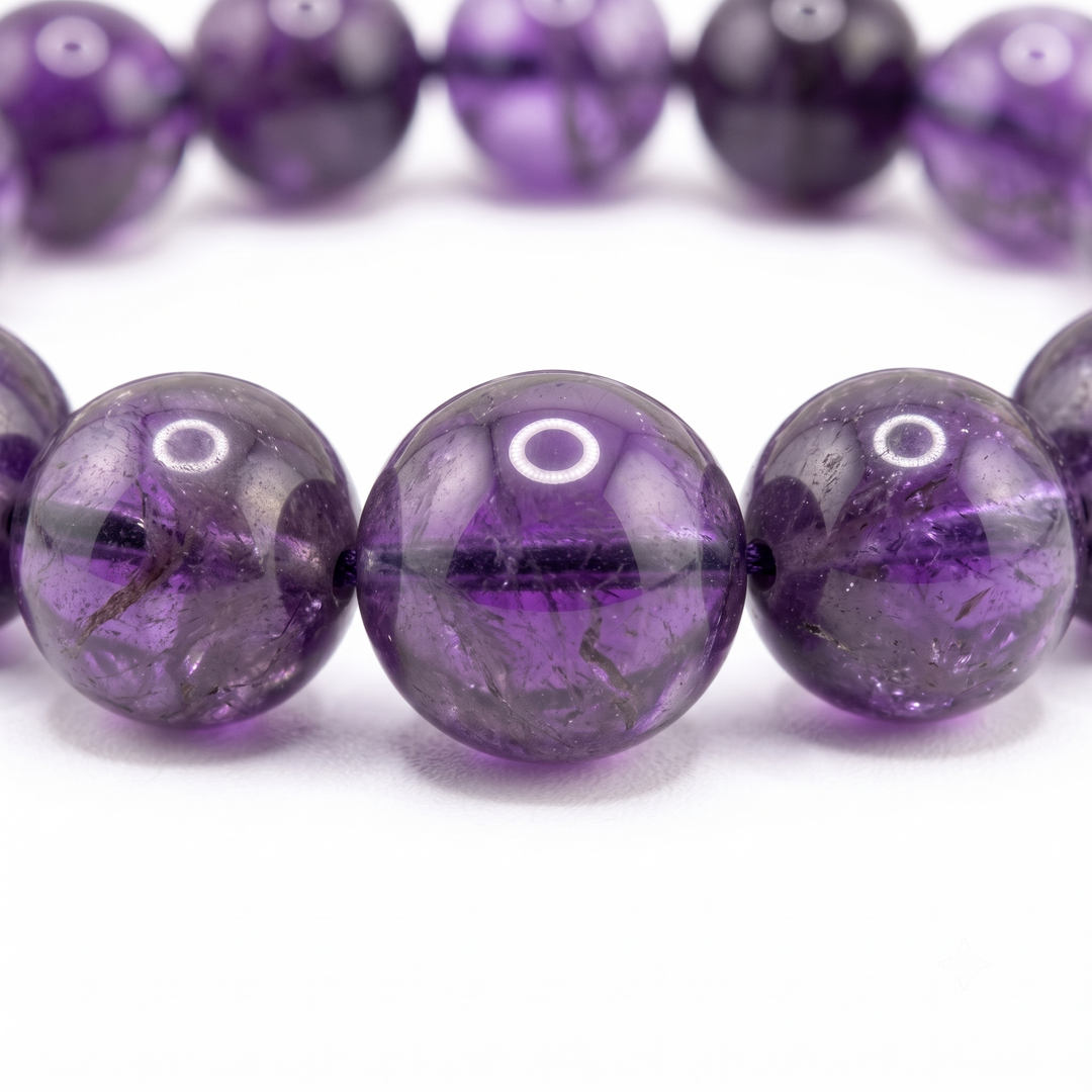Pulsera elástica de amatista natural (sin metal), joyería de cuarzo morado de 8 mm