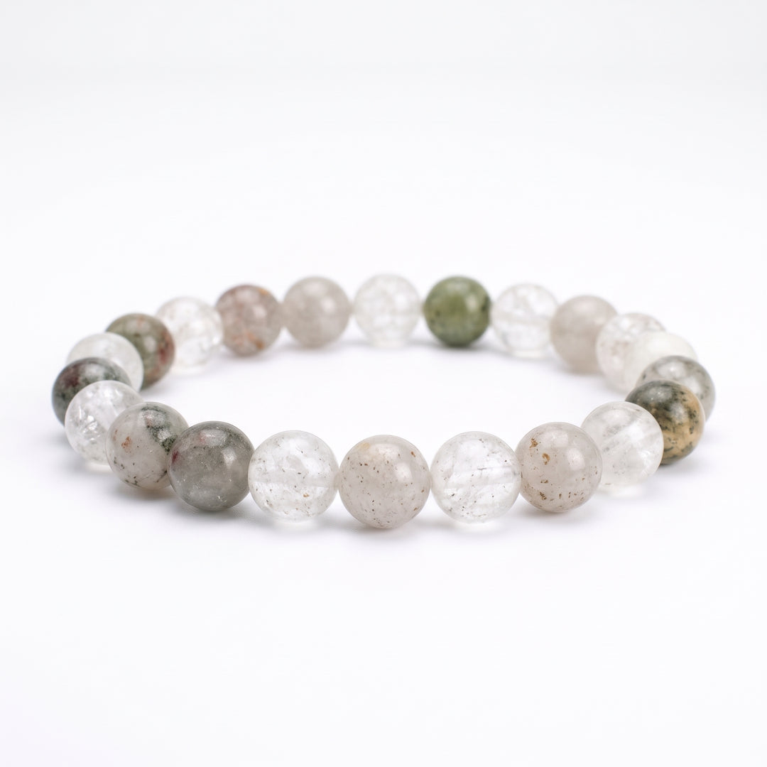 Ghost Phantom Lodolite Metal-Free Stretch Bracelet – 8mm Garden Quartz Jewelry
