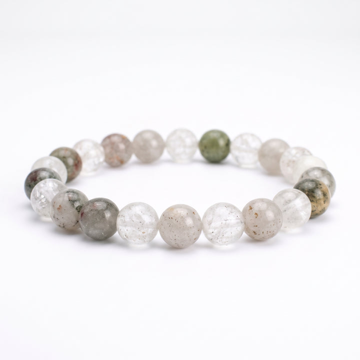 Ghost Phantom Lodolite Metal-Free Stretch Bracelet – 8mm Garden Quartz Jewelry