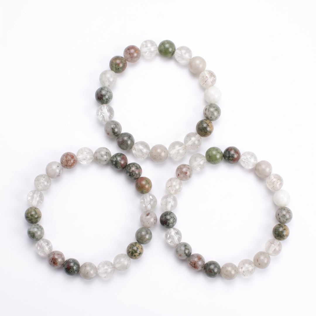 Ghost Phantom Lodolite Metal-Free Stretch Bracelet – 8mm Garden Quartz Jewelry