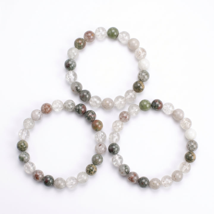 Ghost Phantom Lodolite Metal-Free Stretch Bracelet – 8mm Garden Quartz Jewelry