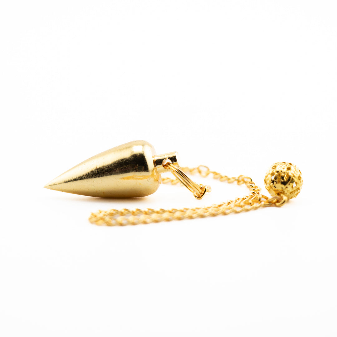 Golden Brass Pendulum for Divination & Dowsing – Cone-Shaped Energy Tool for Clarity & Guidance