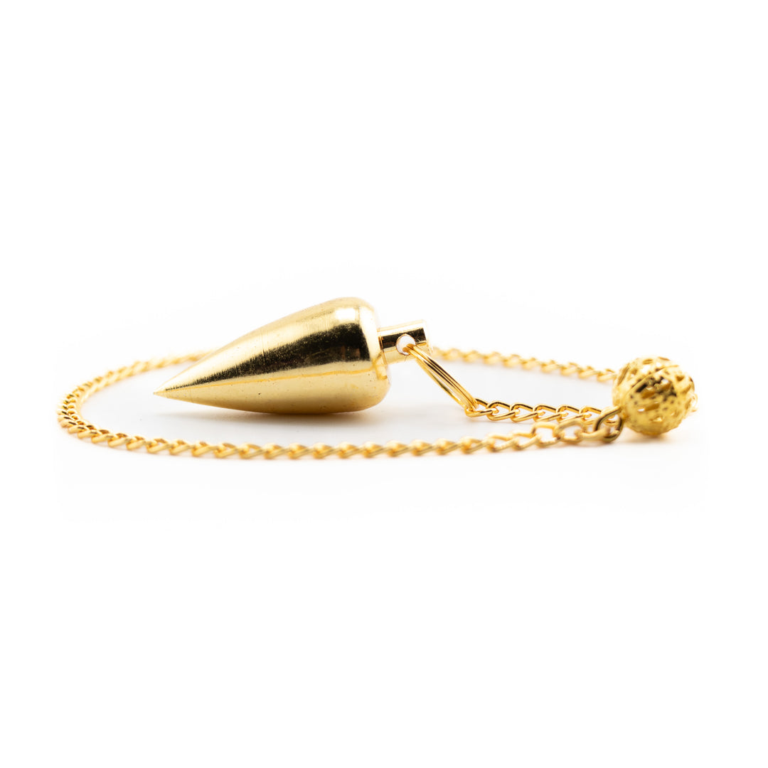 Golden Brass Pendulum for Divination & Dowsing – Cone-Shaped Energy Tool for Clarity & Guidance
