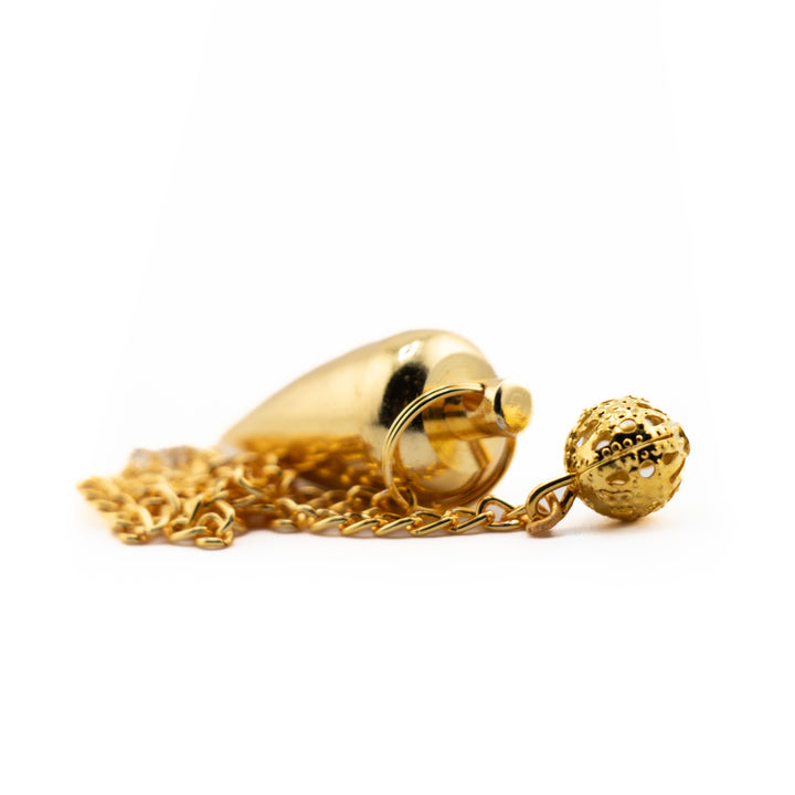 Golden Brass Pendulum for Divination & Dowsing – Cone-Shaped Energy Tool for Clarity & Guidance