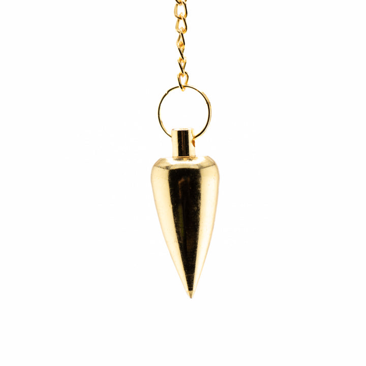 Golden Brass Pendulum for Divination & Dowsing – Cone-Shaped Energy Tool for Clarity & Guidance