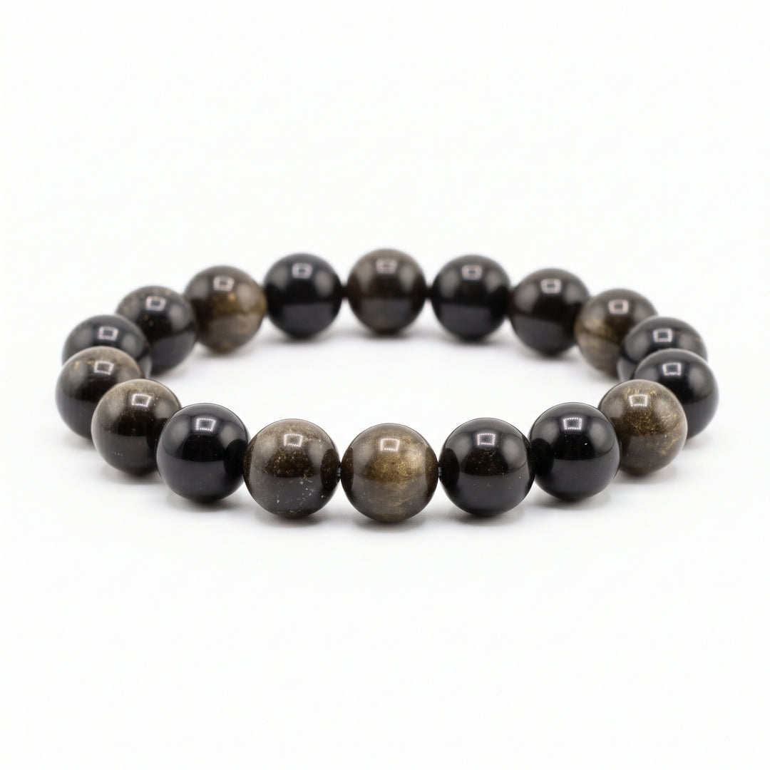 Golden Sheen Obsidian Metal-Free Stretch Bracelet – 8mm Healing Crystal Jewelry