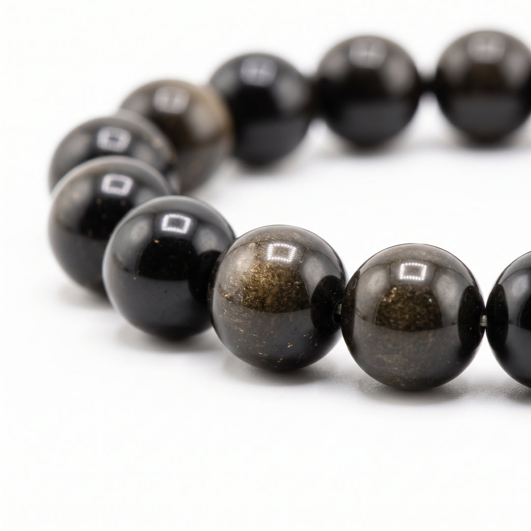 Golden Sheen Obsidian Metal-Free Stretch Bracelet – 8mm Healing Crystal Jewelry