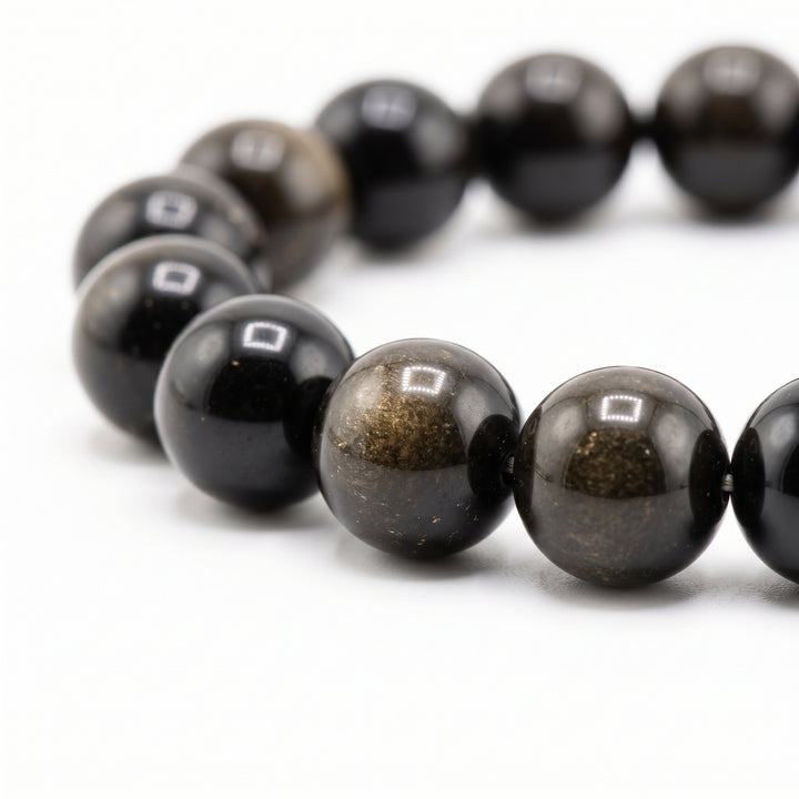 Golden Sheen Obsidian Metal-Free Stretch Bracelet – 8mm Healing Crystal Jewelry