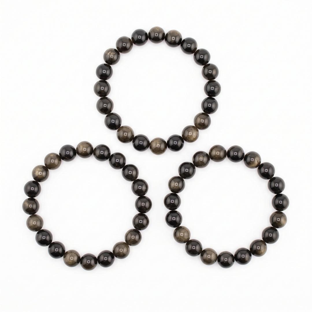 Golden Sheen Obsidian Metal-Free Stretch Bracelet – 8mm Healing Crystal Jewelry